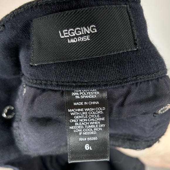 👑 Express Jeans Midrise Black Leggings Sz 6L - Picture 4 of 5